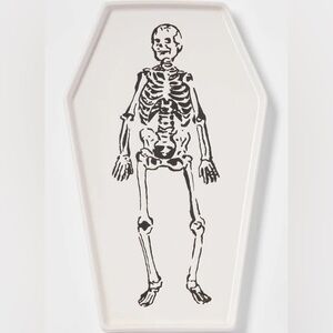 Threshold stoneware serving platter skeleton pattern